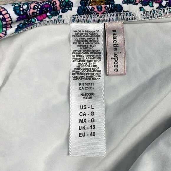 New Nanette Lepore Paros Bikini Bottom Side Ties Damask Print Blue Purple Sz L - Picture 5 of 10